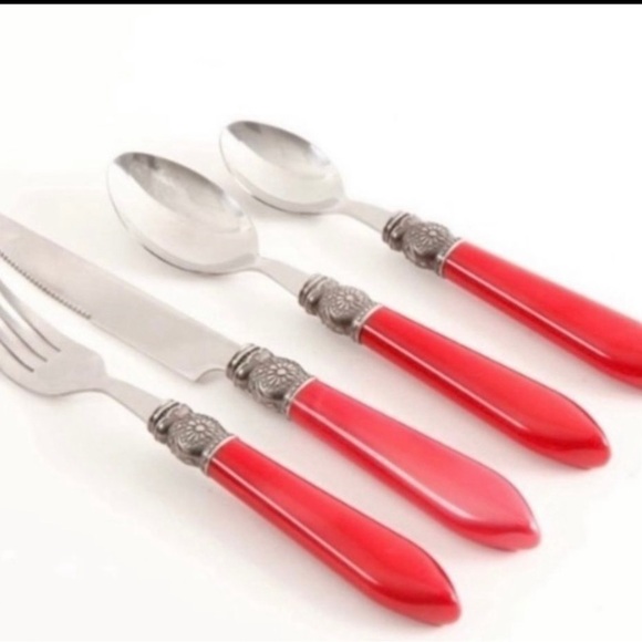 Rare New - The pioneer woman Cowgirl Lace Red flatware 32 piece set-  New in Box - Picture 3 of 4